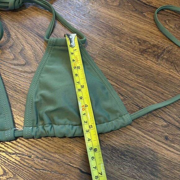 Hisaguhe Women's Dark Green Tie-Side Triangle Bikini Set Size S - Picture 12 of 12